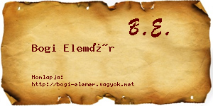 Bogi Elemér névjegykártya